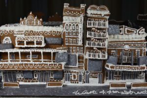 A gingerbread recreation of the New York Theatre District