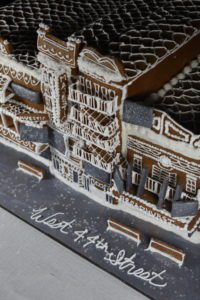 A gingerbread recreation of the New York Theatre District