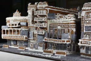 A gingerbread recreation of the New York Theatre District