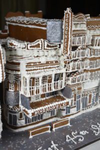 A gingerbread recreation of a Broadway theatre