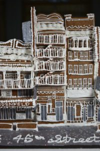 New York Theatre District constructed out of gingerbread and royal icing