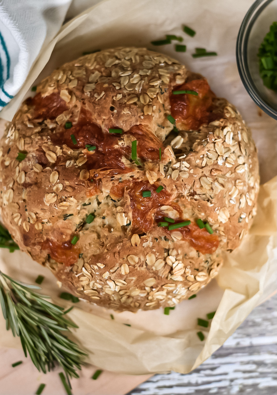 a loaf of soad bread on a sheet of parchment