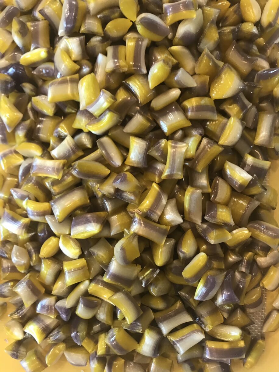 Purple and yellow homemade hard candies