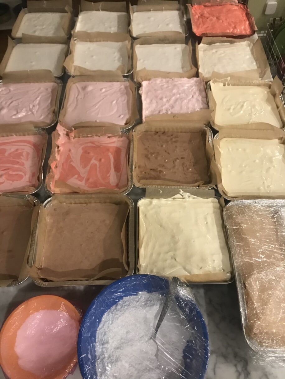 Slabs of homemade marshmallow in tins
