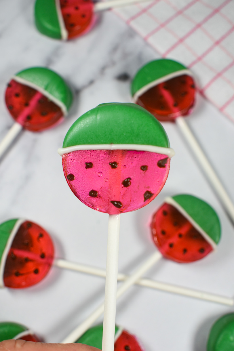a watermelon lollipop