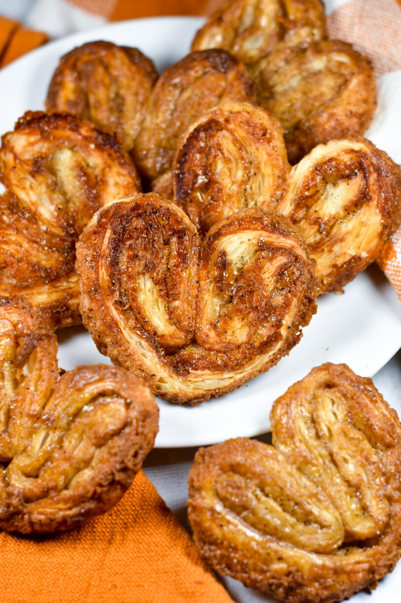 A plate of homemade brown sugar palmiers