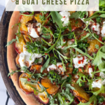 A recipe for grilled peach and goat cheese pizza.