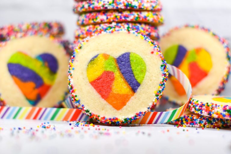 Rainbow Slice and Bake Heart Cookies