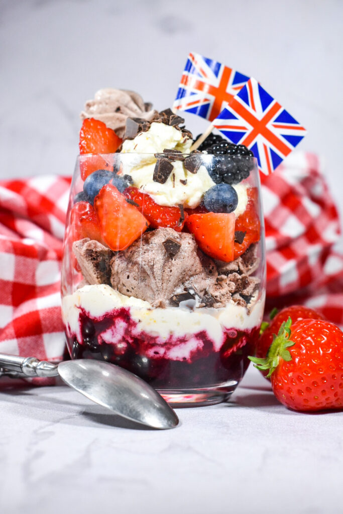 Triple Berry Eton Mess with Chocolate Meringue