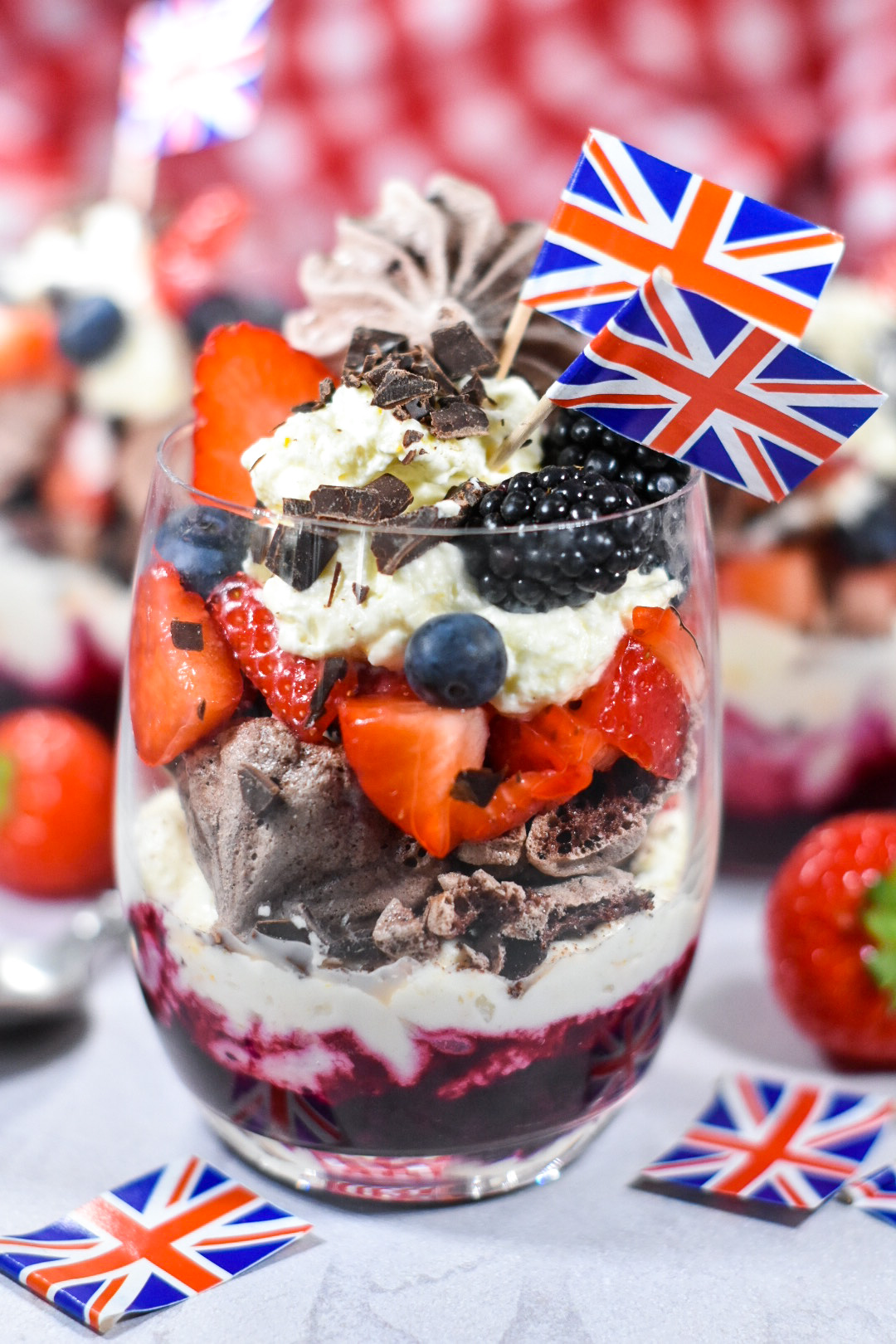 Triple Berry Eton Mess with Chocolate Meringue