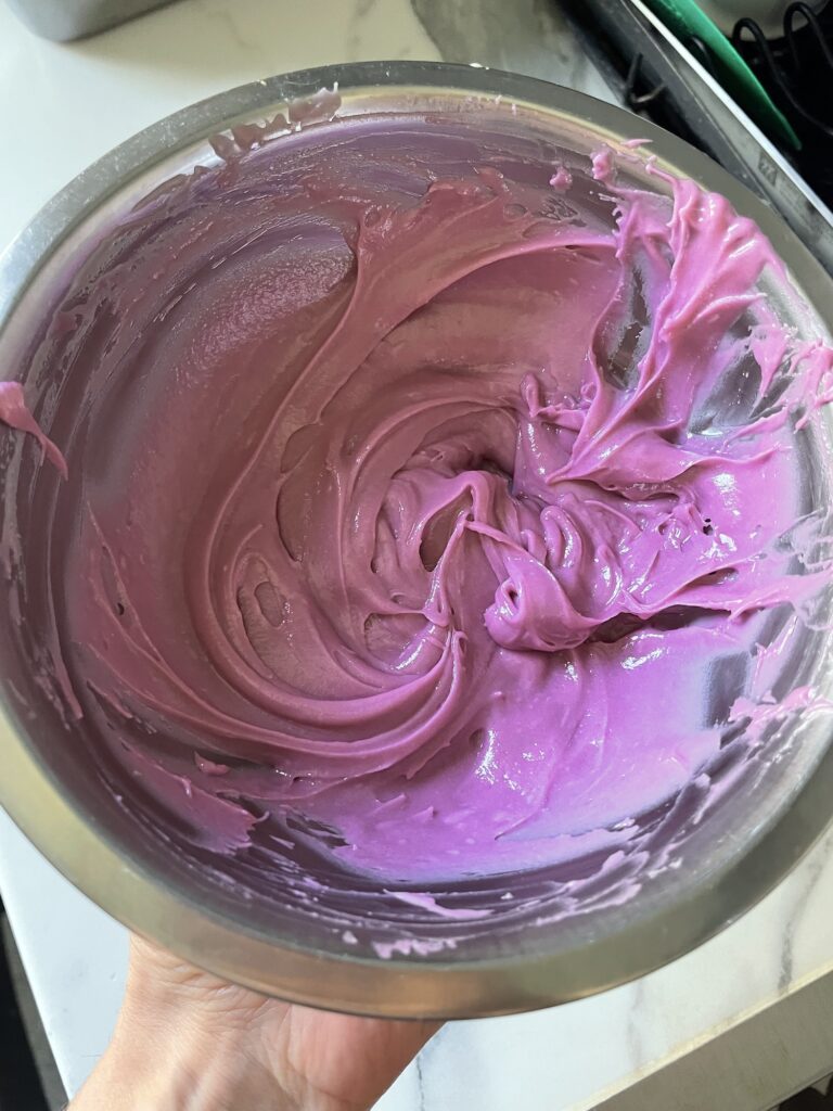 Bowl of purple ganache