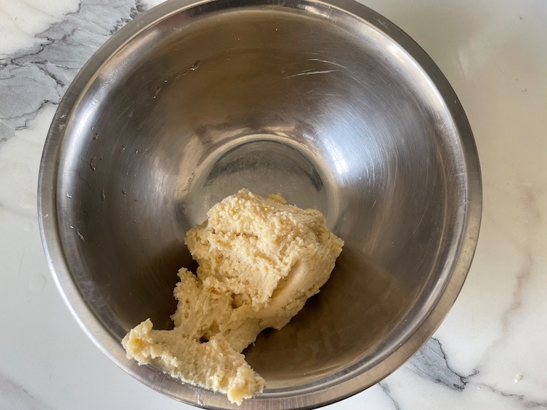 Small amount of dough in a bowl