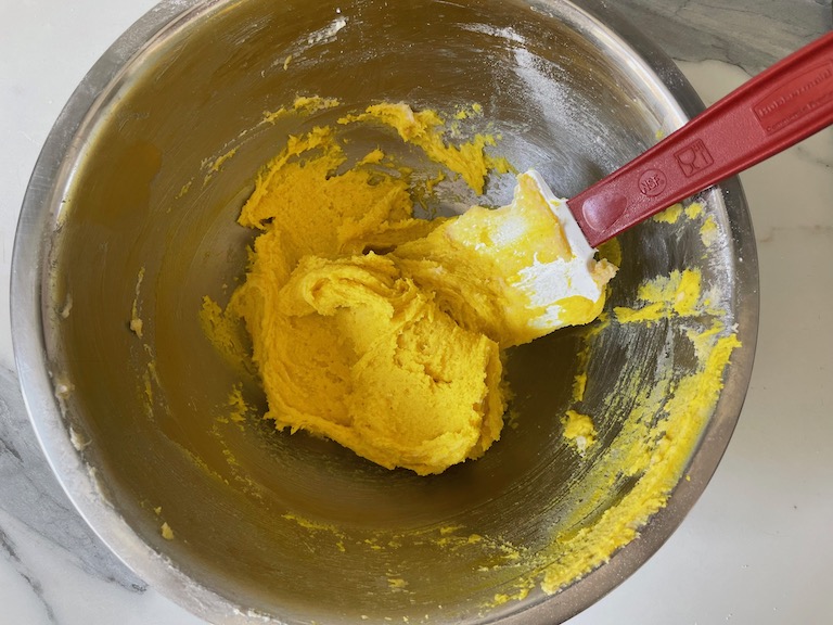 Yellow dough in a bowl