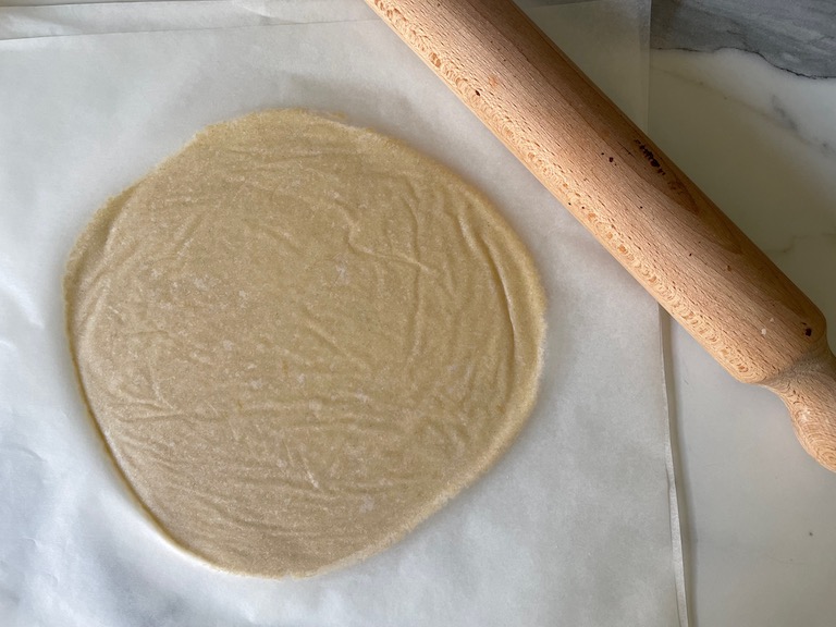 Cookie dough and a rolling pin