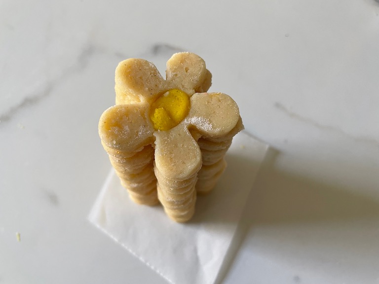 Stack of daisy cookies