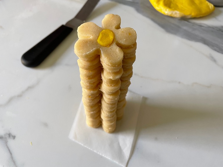 Stack of daisy cookies