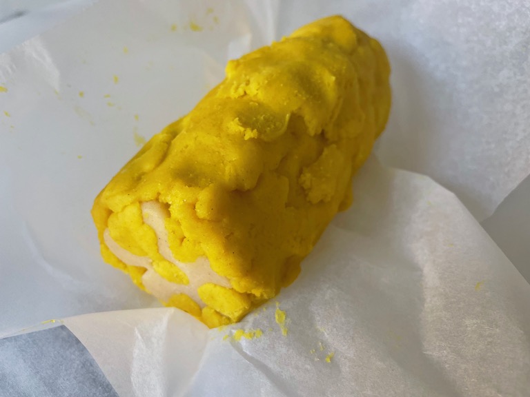 Log of yellow cookie dough