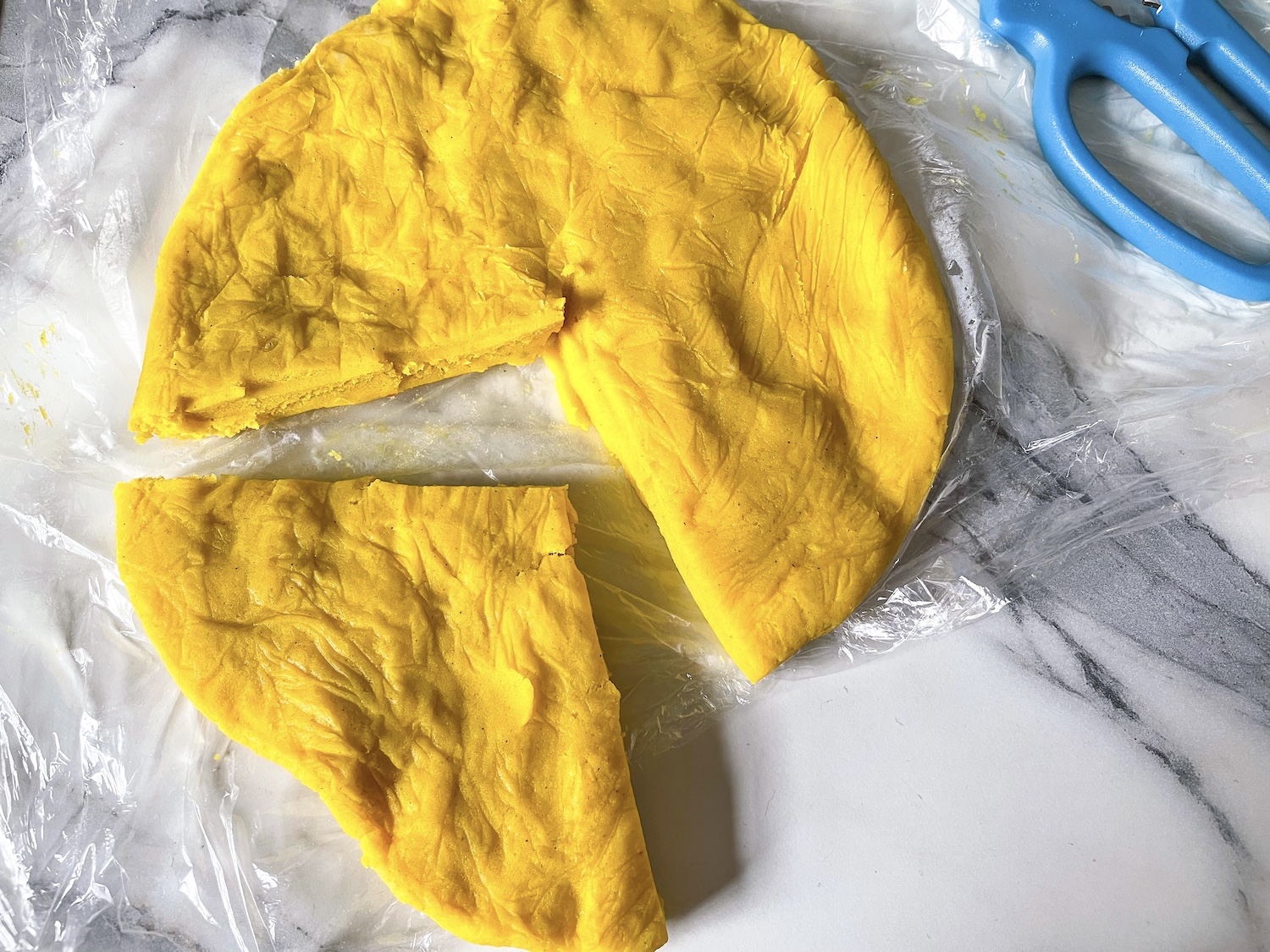 Remove 1/4 yellow dough