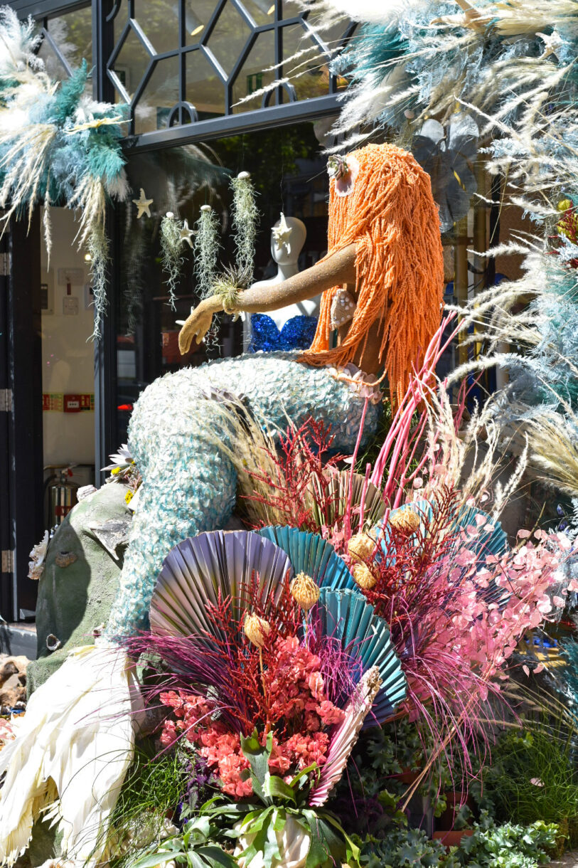 A mermaid themed floral display