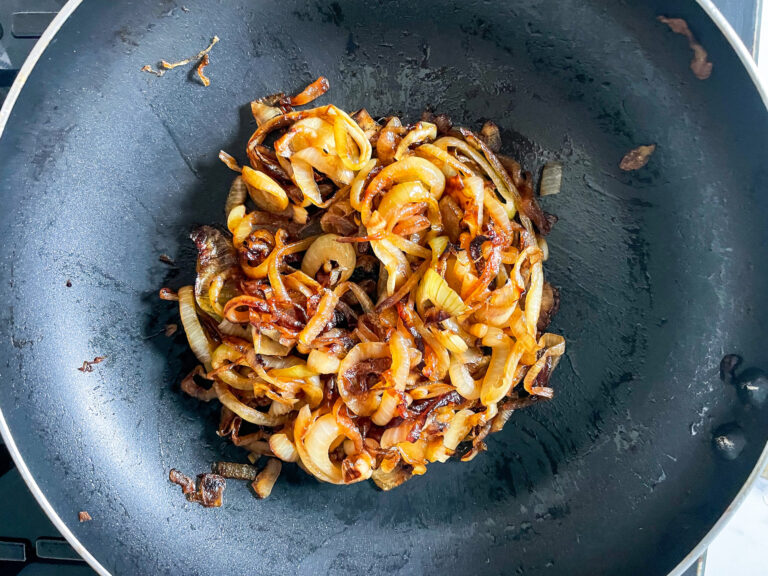 Caramelised onions in a pan