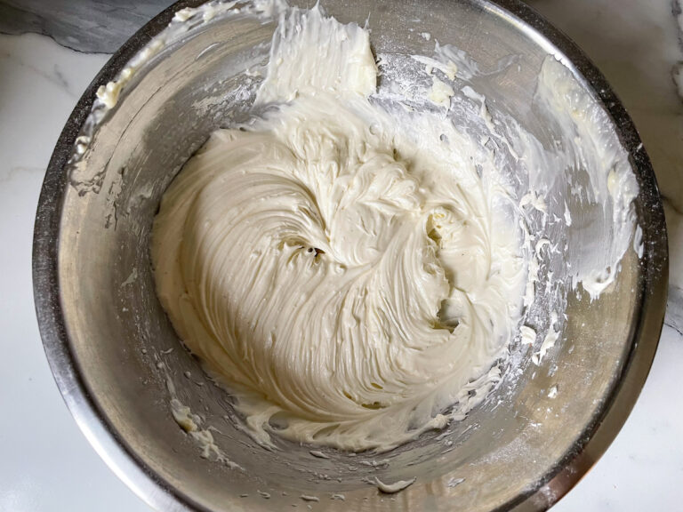 Bowl of cream cheese frosting