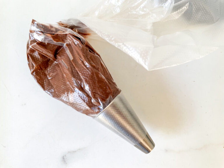 A piping bag filled with Nutella