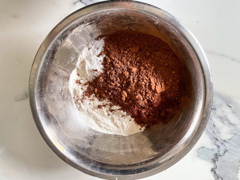Bowl with flour and cocoa powder
