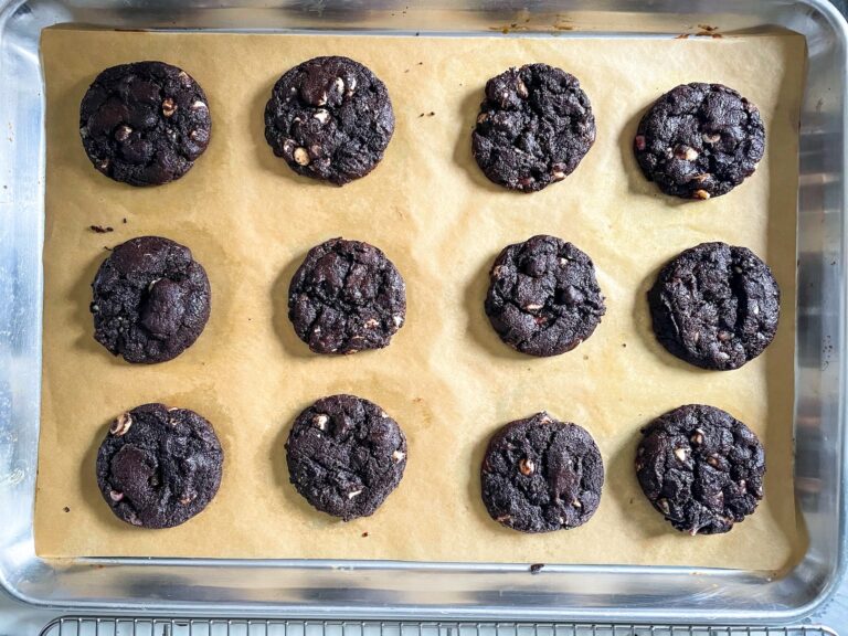 Tray of dark chocolate cookies