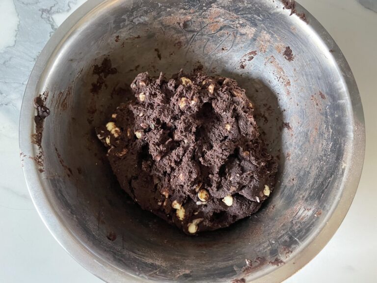 Bowl of dark chocolate cookie dough