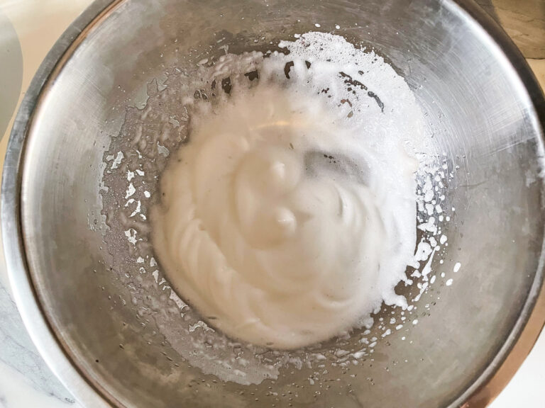 Bowl of whipped egg whites