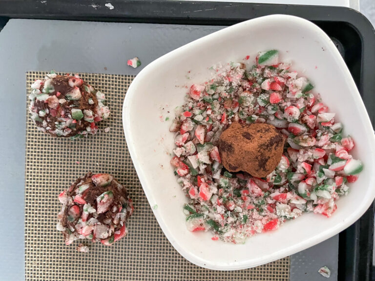 Bowl with truffle and crushed candy canes