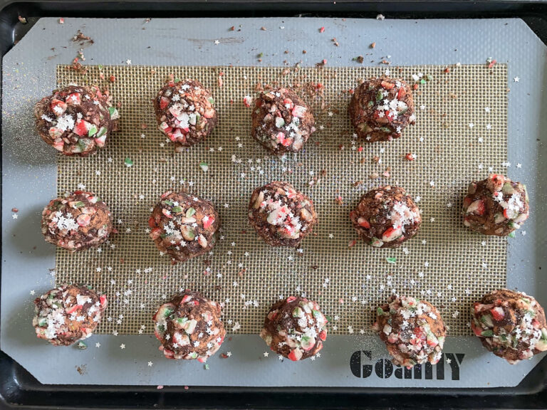 Tray of candy cane truffles