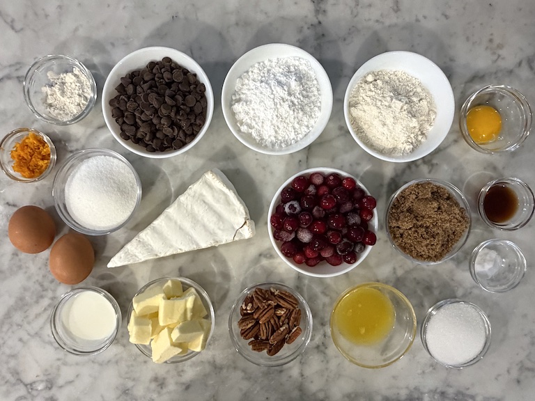 Brie and cranberry brownie ingredients