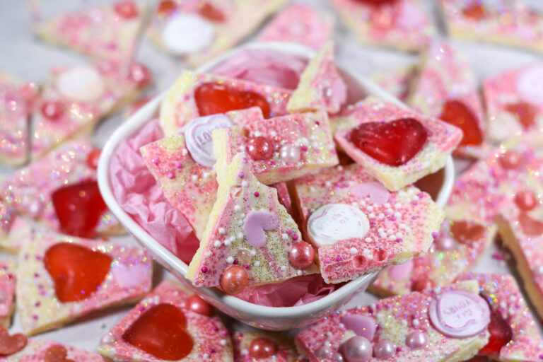 A bowl of Valentine's Day bark