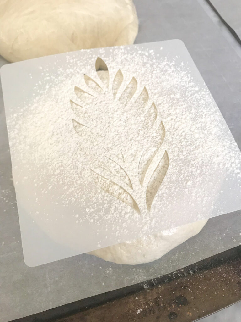 Bread with a stencil on top
