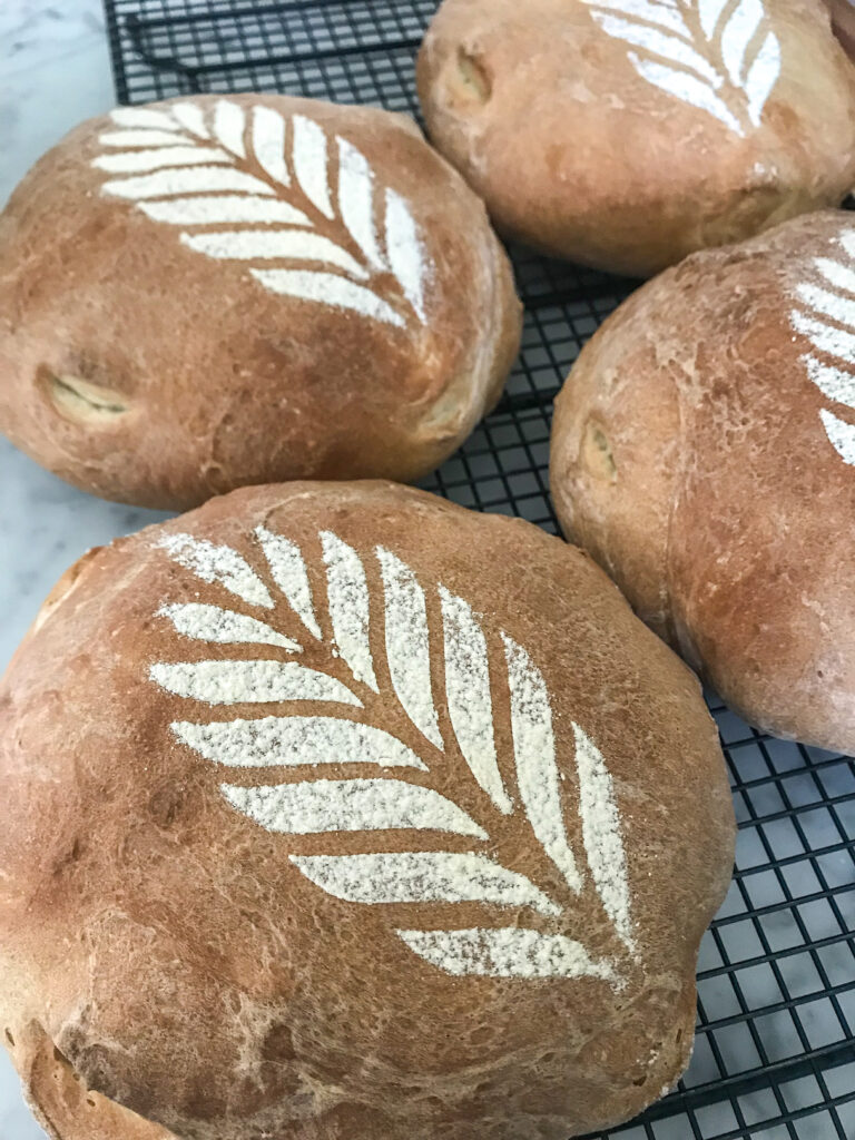 Loaves of stenciled bread