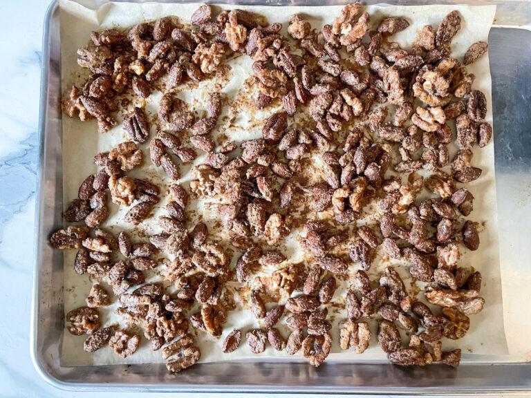 A tray of homemade spiced nuts