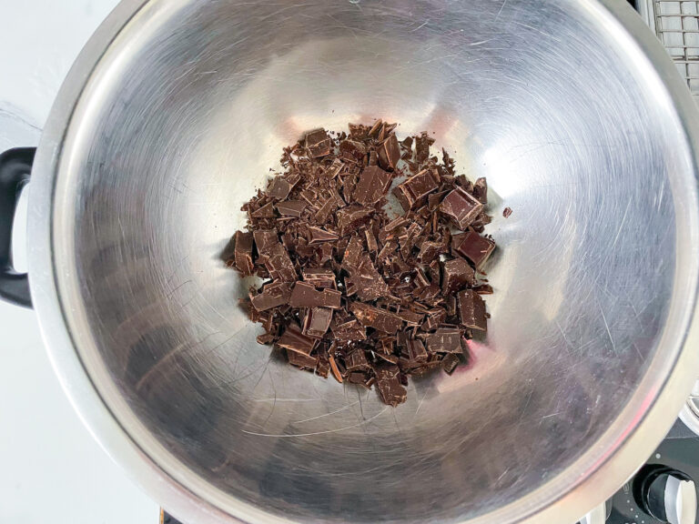 Bowl of chopped chocolate