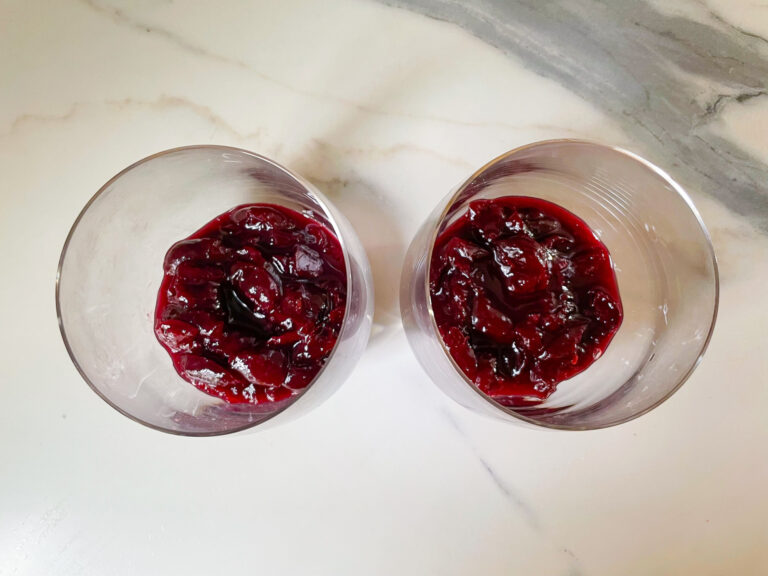 Cherry compote in a pair of glasses