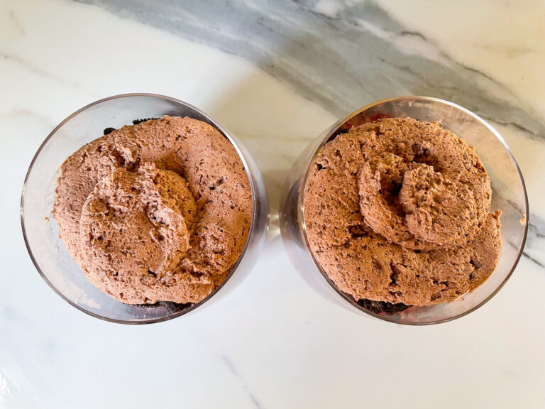 Pair of glasses with chocolate mousse