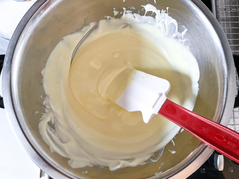 A bowl of melted white chocolate