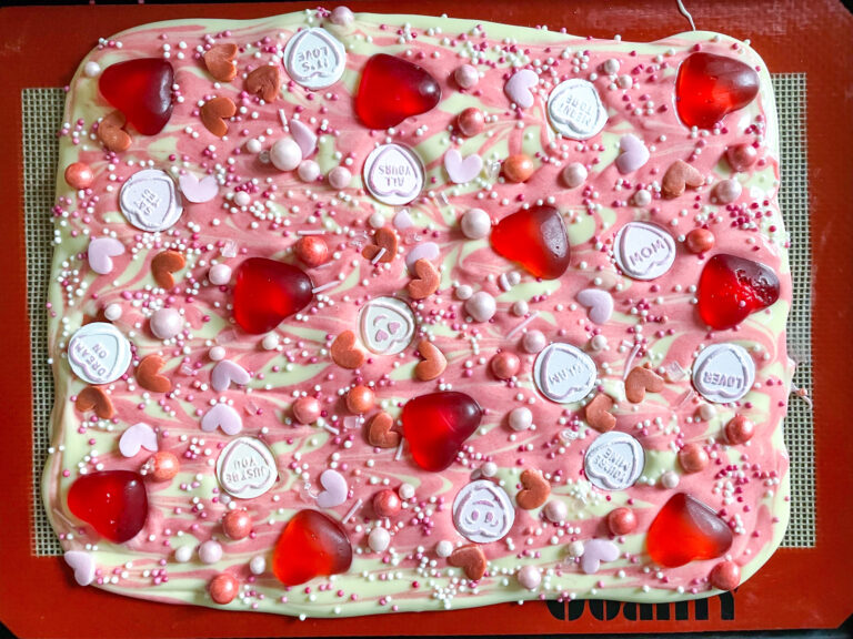 Valentine's Day bark on a silicone mat