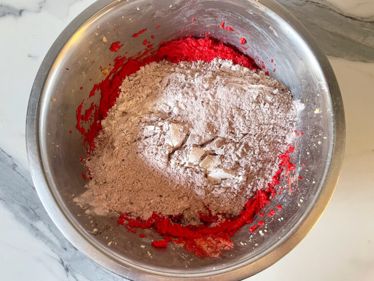 Red velvet batter with cocoa