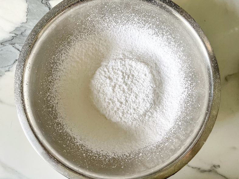 Powdered sugar in a bowl