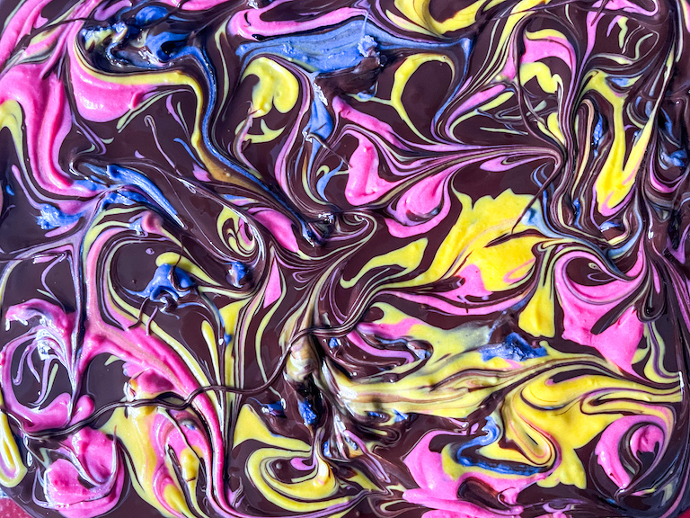 swirls of multicolored chocolate 