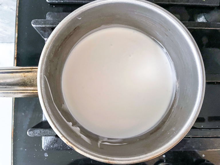 A saucepan of coconut cream