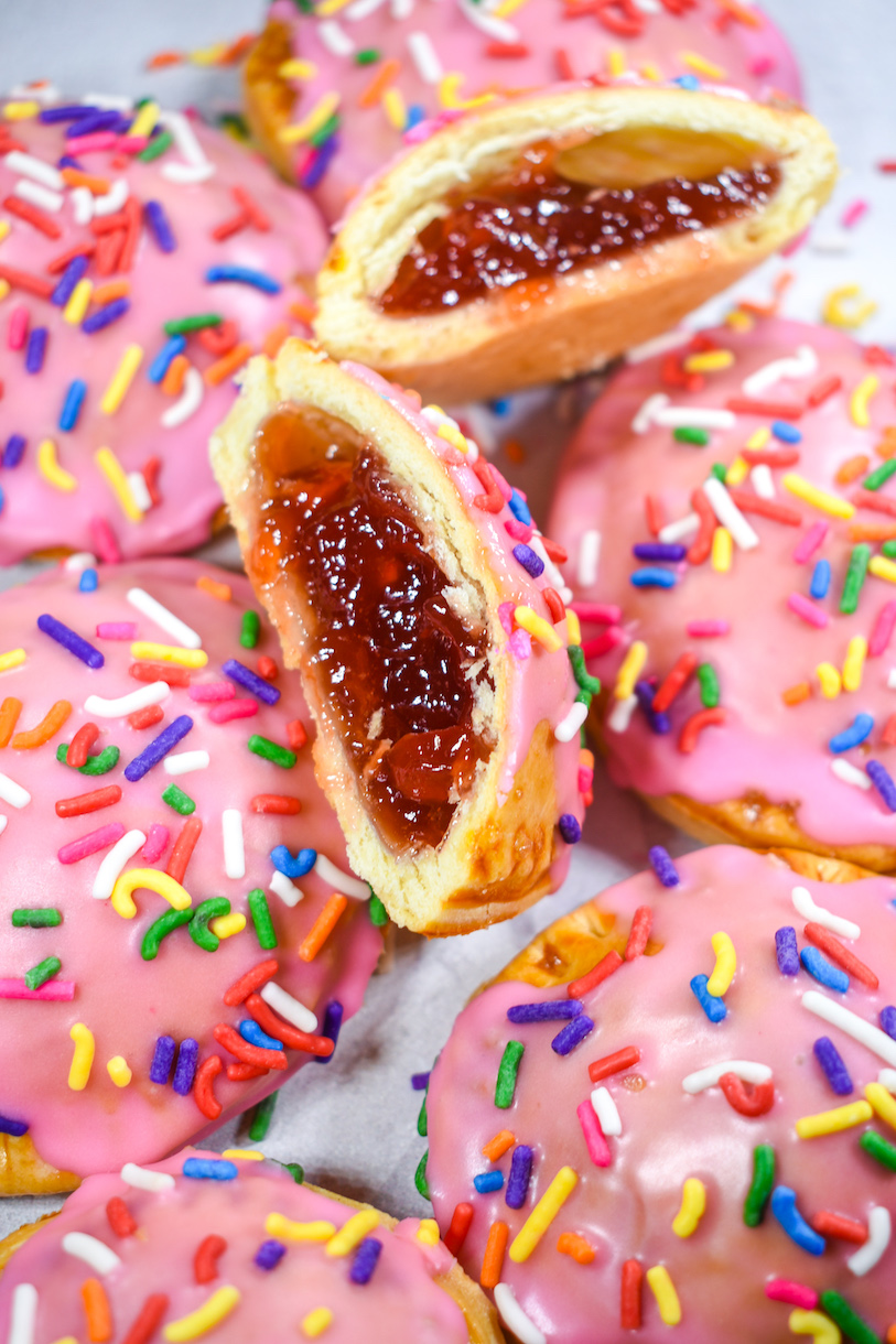 Strawberry hand pies with rainbow sprinkles