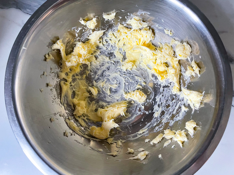 Whipped butter in a mixing bowl