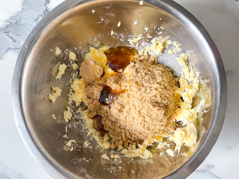 Butter, sugar, and golden syrup in a bowl