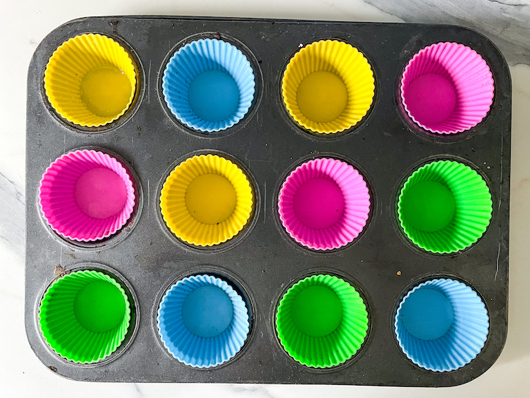 Silicone liners in a muffin tin